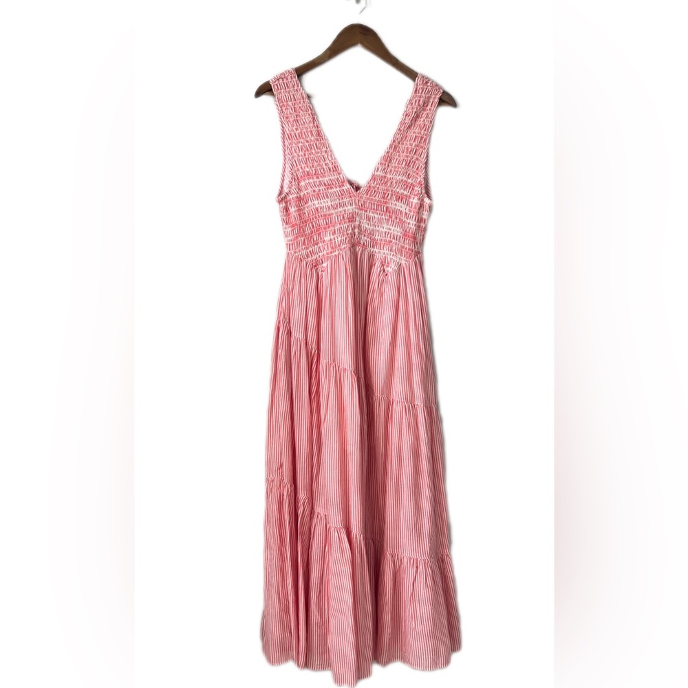 Free People Juno Smocked Tiered Maxi Dress Sz Xs Bohemian Flare Stripe Dress - Picture 3 of 16